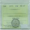 Image 1 : 10-cent 1973 ICCS Ccertified MS-67! SOLO Highest Grade by ICCS!