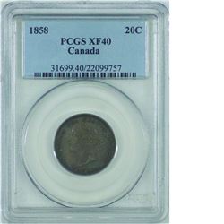 20-cent 1858 PCGS Certified XF-40