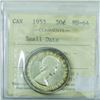 Image 1 : 50-cent 1953 Small Date variety ICCS Certified MS-64.  Attractive toning.