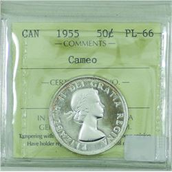 50-cent 1955 ICCS Certified PL-66 Cameo.