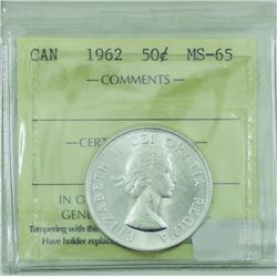 50-cent 1962 ICCS Certified MS-65. Blast White!