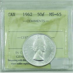 50-cent 1962 ICCS Certified MS-65. Blast White!