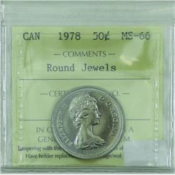 50-cent 1978 Round Jewels ICCS Certified MS-66