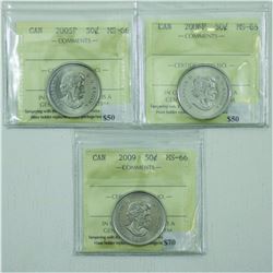 50-cent 2005P, 2006P & 2009 ICCS Certified MS-66. 3pcs