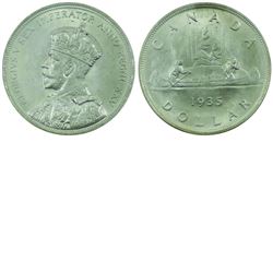 Silver $1 1935 ICCS Certified MS-65. A soft white coin with satin like fields.
