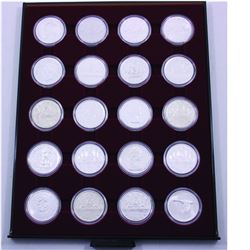 Silver $1 Group Lot 20 x Mixed Dates of Canadian Silver dollars in Deluxe acrylic Coin box. The Lot 