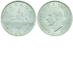 Silver $1 1937 in Brilliant Uncirculated condition. A Nice blast white coin.