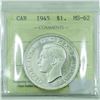 Image 2 : Silver $1 1945 ICCS Certified MS-62. *KEY DATE* A nice clean coin with an exceptional reverse.