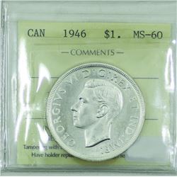 Silver $1 1946 ICCS Certified MS-60.