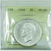 Image 1 : Silver $1 1946 ICCS Certified MS-60.