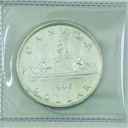 Silver $1 1946 Short Water Line Variety EF-AU