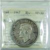 Image 2 : Silver $1 1947 Blunt 7 J.O.P. Counterstamp. ICCS Certified VF-30.