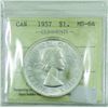 Image 1 : Silver $1 1957 ICCS Certified MS-64. A bright coin with rolling luster.