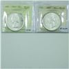 Image 1 : Silver $1 1957 Water Line & 1957 No Water Line ICCS Certified MS-64. 2pcs.