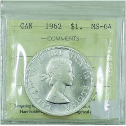 Silver $1 1962 ICCS Certified MS-64