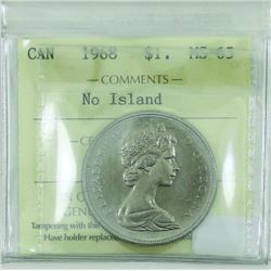 Nickel $1 1968 No Island ICCS certified MS-65!