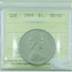 Nickel $1 1969 ICCS certified MS-65! TOP grade by ICCS