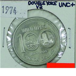 Nickel $1 1974 Double Yolk V2, in UNC+ condition.