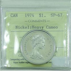 Nickel $1 1974 ICCS certified SP-67 Heavy Cameo!