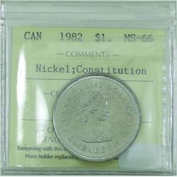 Nickel $1 1982 Constitution ICCS Certified MS-66! TOP 10! Highest Grade by ICCS