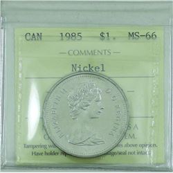 Nickel $1 1985 ICCS certified MS-66! SOLO Highest Grade by ICCS!