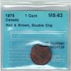 Image 2 : Error 1975 Canada 1-cent Double Clipped Planchet Error CCCS Certified MS-63