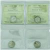 Image 2 : Error Pair of 1917 George 5th Silver 10-cent coins with identical die rotations. Both coins are ICCS