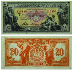 1935 Canadian Bank of Commerce $20. 75-18-10, Aird-Logan signatures, EF. S/N: 110899. A bright and o