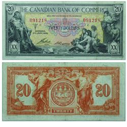 1935 Canadian Bank of Commerce $20. 75-18-10, Aird-Logan, PMG EF-40.  S/N091218.