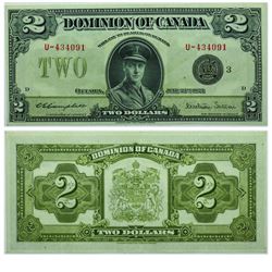 1923 Dominion of Canada $2. DC-26j, Black Seal, Group 3, EF. S/N: U-434091. A well centered original