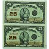 Image 1 : 1923 Dominion of Canada 25c Lot of 2 with consecutive serial numbers, EF-AU conditions. DC-24c, S/N: