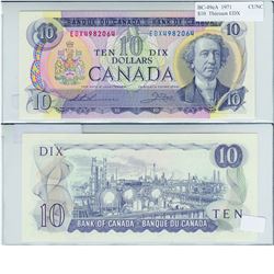 1971 Bank of Canada $10 Replacement note. BC-49eA, Prefix EDX, Choice UNC. S/N: EDX4982064