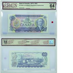 1971 Bank of Canada $10 Replacement note. BC-49dA, Prefix EDX, Lithographed, BCS CUNC-64, Original. 