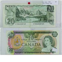 1979 Bank of Canada $20 Replacement note. BC-54aA, Lawson-Bouey, VF. S/N: 51002028165.