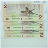 Image 1 : Group lot of 3 x 1986 Changeover $2.00 notes in UNC or better condition. Prefixes AUG, AUK and AUL.