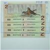 Image 1 : Group lot of 4 x 1986 Replacement $2.00 notes all in UNC or better condition