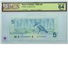 Image 2 : 1986 Bank of Canada $5 Changeover note. BC-56b, Thiessen-Crow, Prefix EPC, BCS CUNC-64, Original.  S