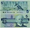 Image 1 : 1986 Bank of Canada $5 Replacement note. BC-56aA, ENX with Yellow BPN, EF. S/N: ENX1752810