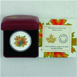 RCM Lot 2014 $20 Fine Silver Glow-in-the-Dark Maple Leaves coin with all original mint packaging (TA