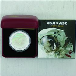 RCM Issue 2014 $20 Fine Silver 25th Anniversary of the Canadian Space Agency coin with all original 