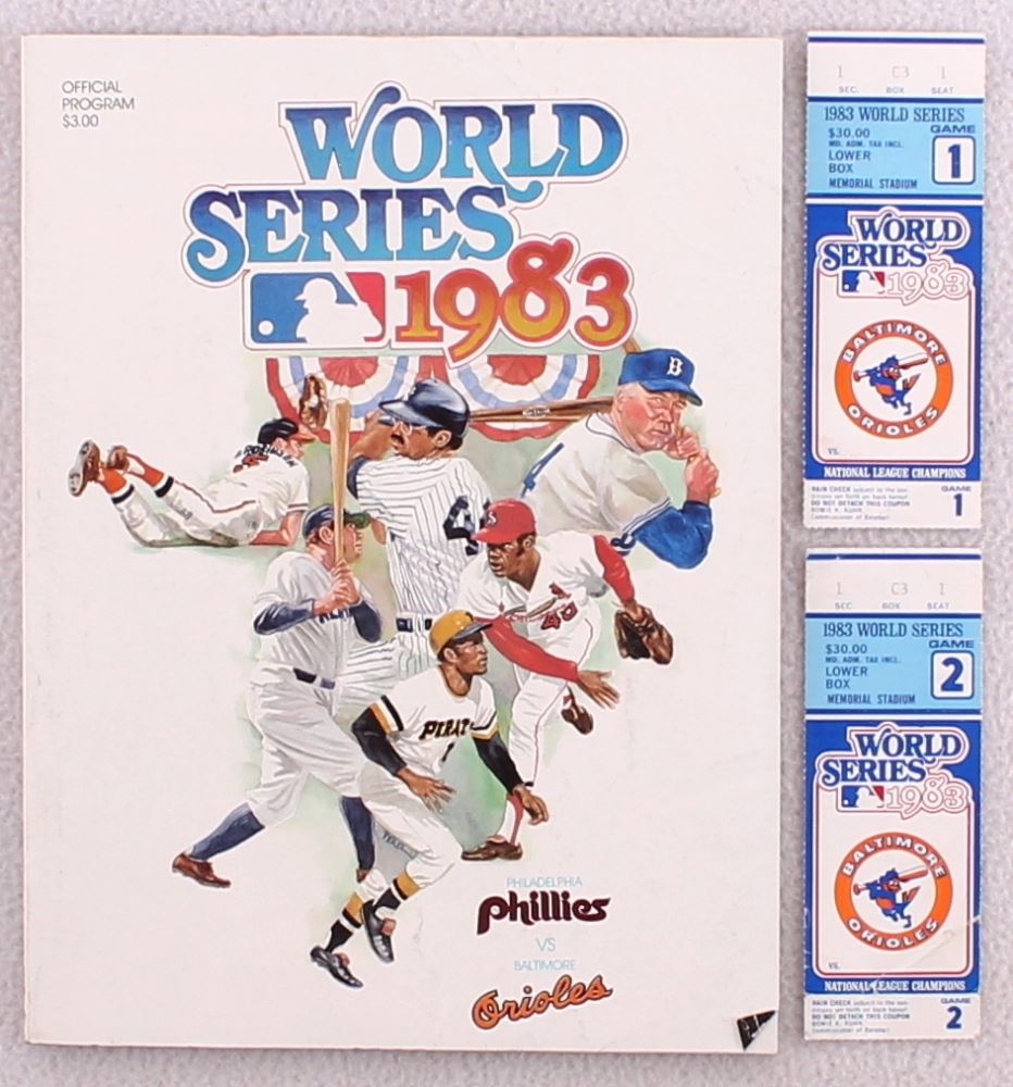 Lot of (3) 1983 World Series Items With (2) Tickets & (1) Program