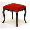 Image 1 : Black painted and gilt framed stool with upholstered stuffover seat on cabriole legs…