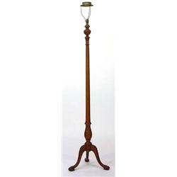 Acanthus carved walnut standard lamp on shell carved tripod base…