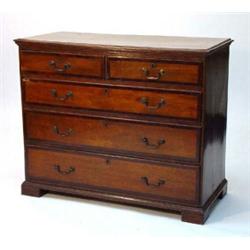 19th century oak chest, fitted two short above three graduated long mahogany crossbanded drawers …