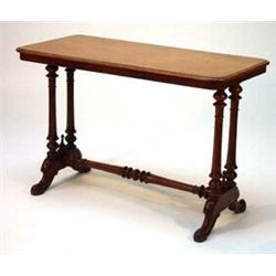 Victorian mahogany stretcher table, the moulded top on turned supports with pole stretcher and sp…