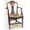 Image 1 : Mahogany open armchair with pierced splat and needlepoint seat…