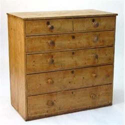 Stipped pine chest of two short above four long drawers…