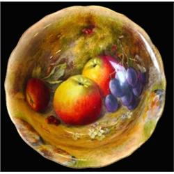 Royal Worcester bowl, hand painted with fruits by Ricketts, marks to base, 17cm diameter…