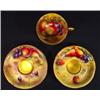 Image 1 : Royal Worcester cup and two saucers, hand painted with fruits,various artists, marks to base…