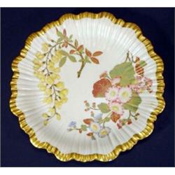 Hand painted and gilded Royal Worcester plate, decorated with flowers, marks to back, 22cm diamet…